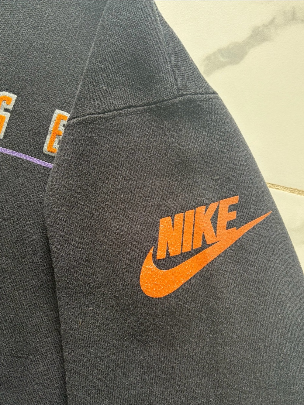 Vintage 1990s 90s Nike Challenge Court Crewneck Sweatshirt Size M Black Orange - Picture 6 of 6